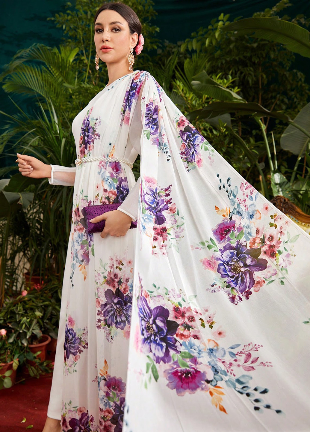 Комбінезон SHEIN комбінезон-брюки квітковий комбінований коктейльний поліестер