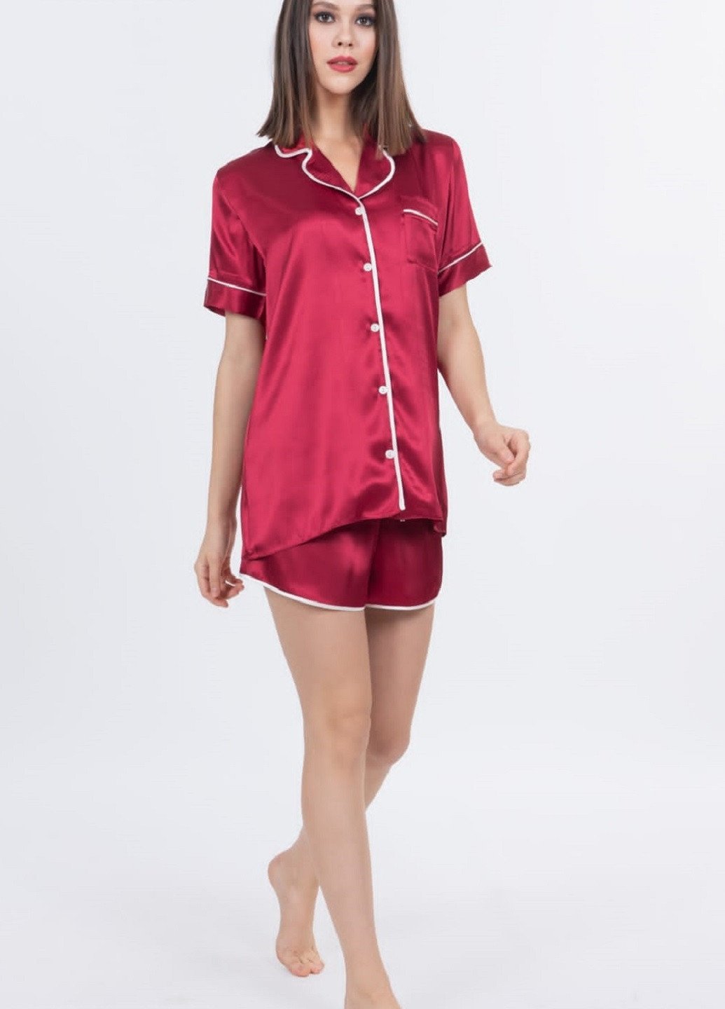 Красная всесезон пижама (кофта, шорты) рубашка + брюки Vienetta