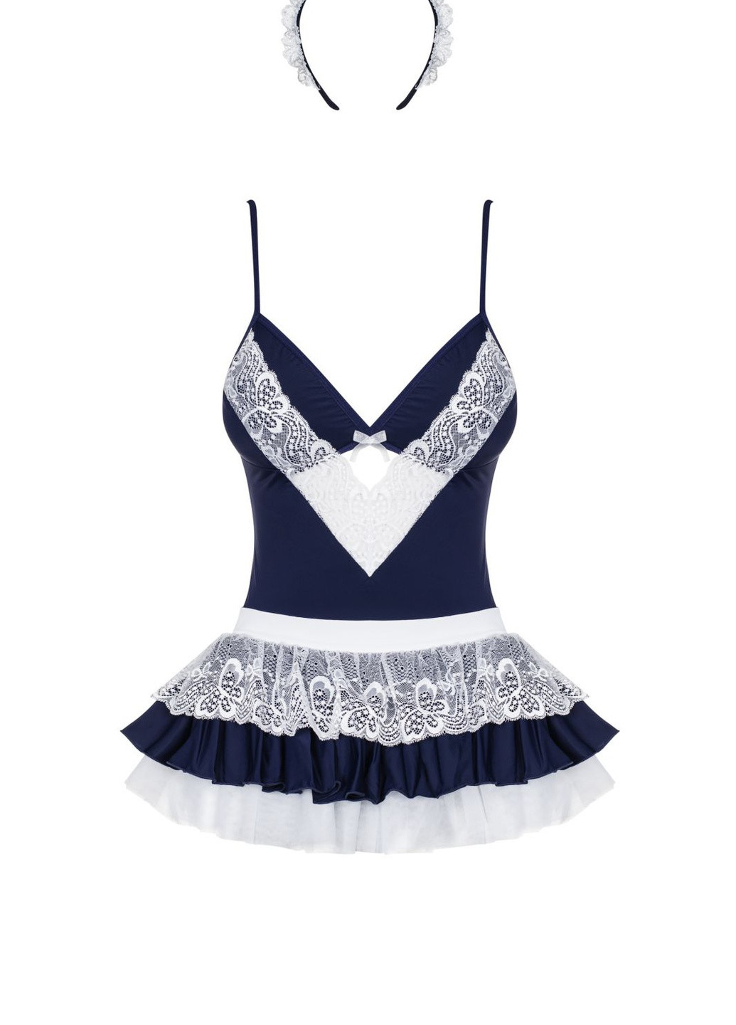 Білий демісезонний еротичний ігровий костюм ( обруч, болі, спідничка) Obsessive