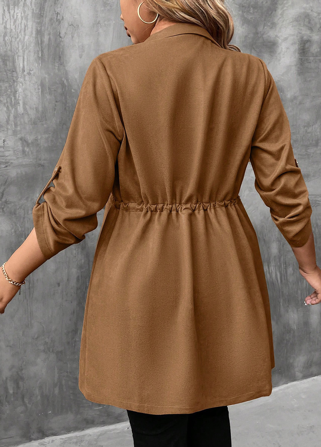 Коричневая демисезонная куртка куртка-пиджак SHEIN