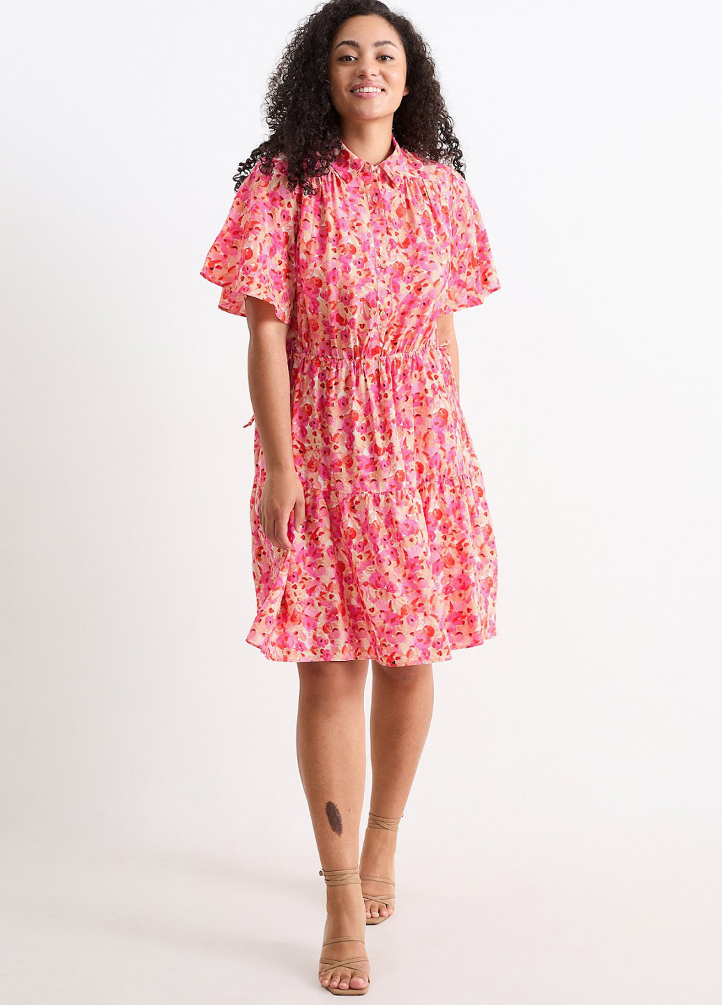 Комбинированное кэжуал платье а-силуэт C&A с цветочным принтом