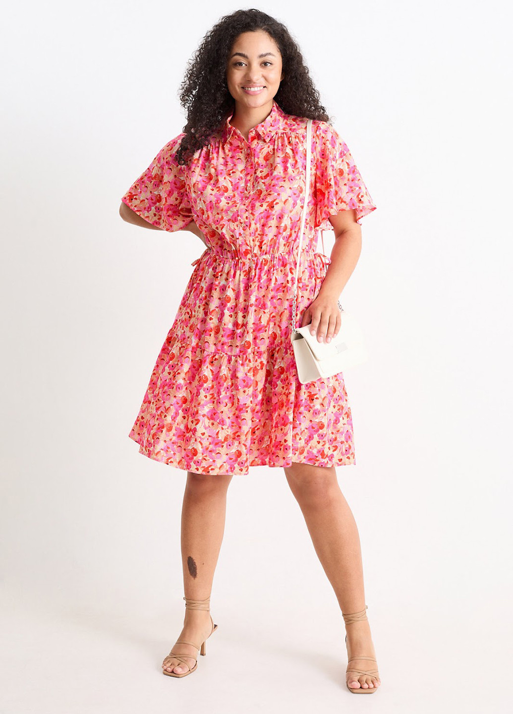 Комбинированное кэжуал платье а-силуэт C&A с цветочным принтом