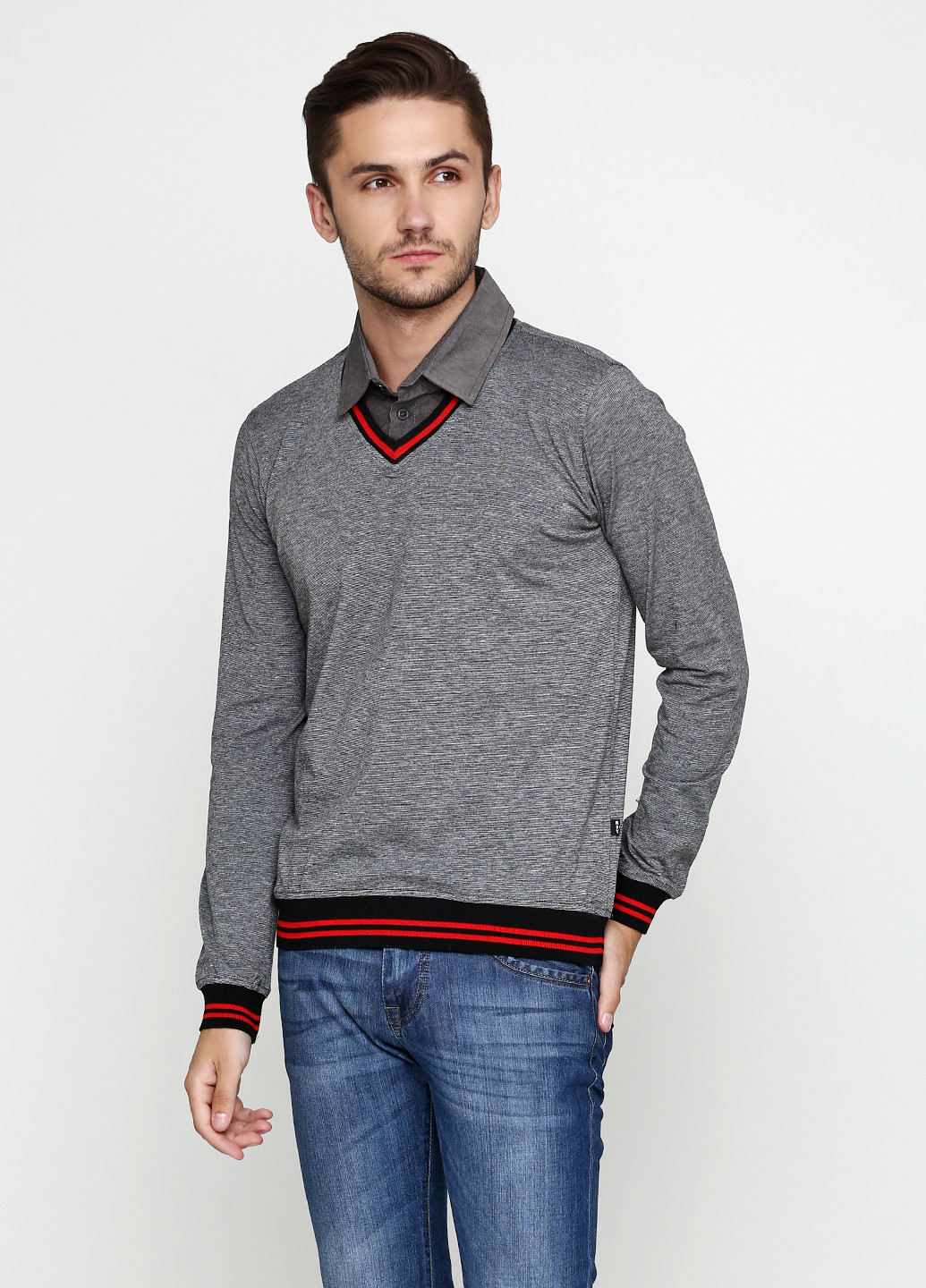 Серый демисезонный пуловер пуловер MSY
