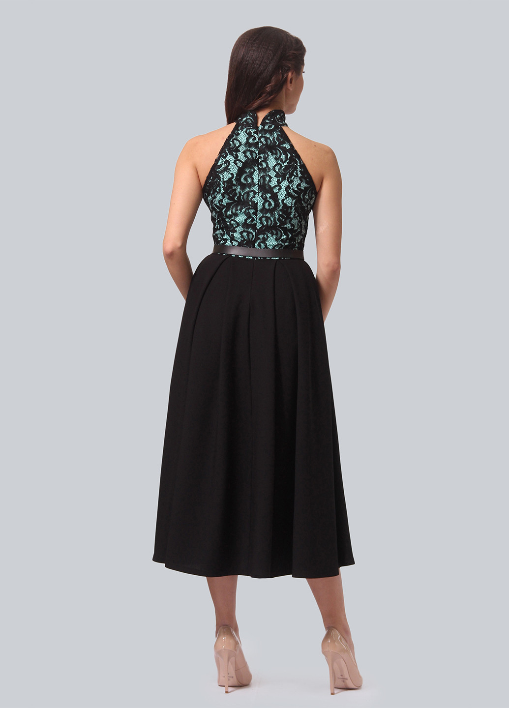 Чорна коктейльна сукня, сукня кльош Lila Kass з квітковим принтом