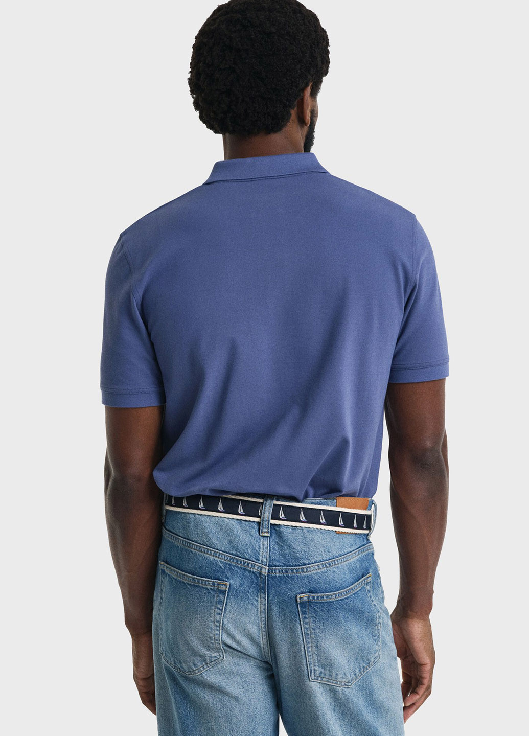 Синяя футболка-поло для мужчин Gant однотонная