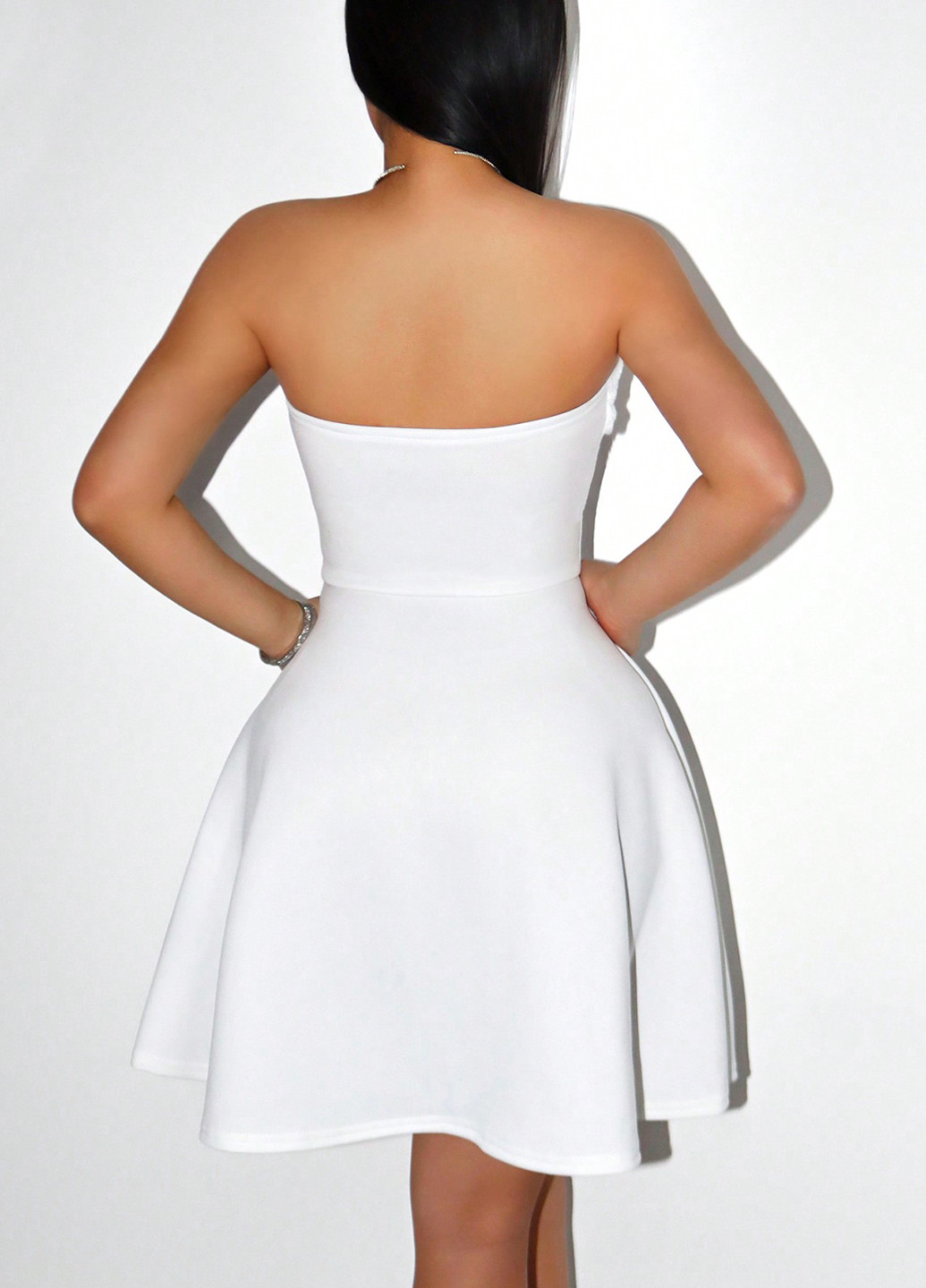 Белое праздничный, коктейльное платье бандо SHEIN однотонное
