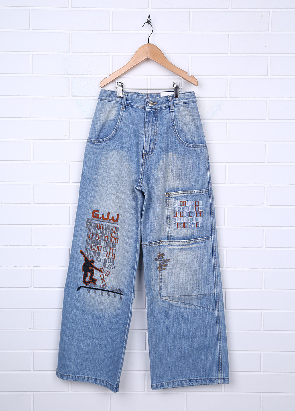 Голубые демисезонные прямые джинсы Gloria Jeans