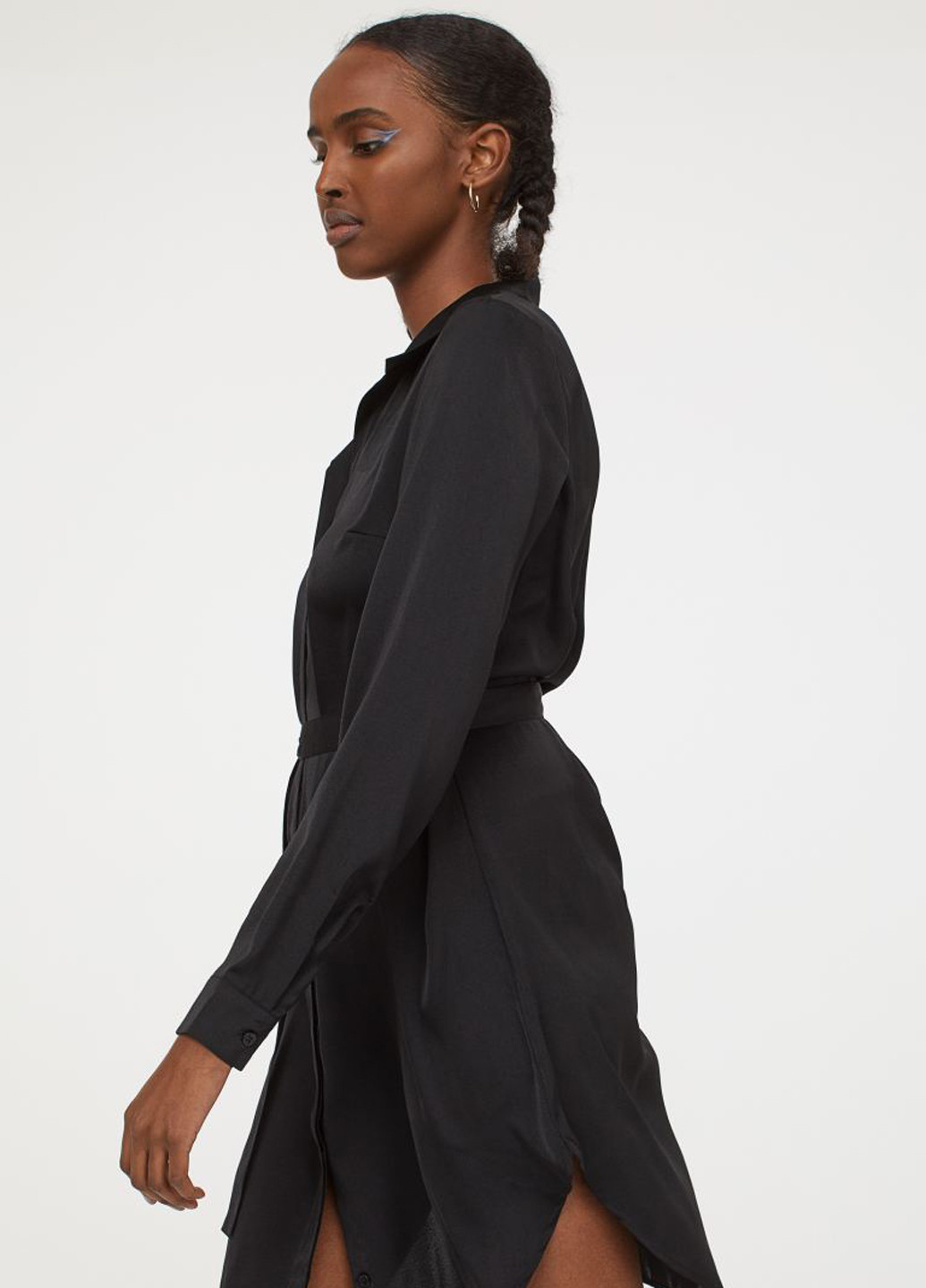 Чорна кежуал плаття, сукня сорочка H&M однотонна