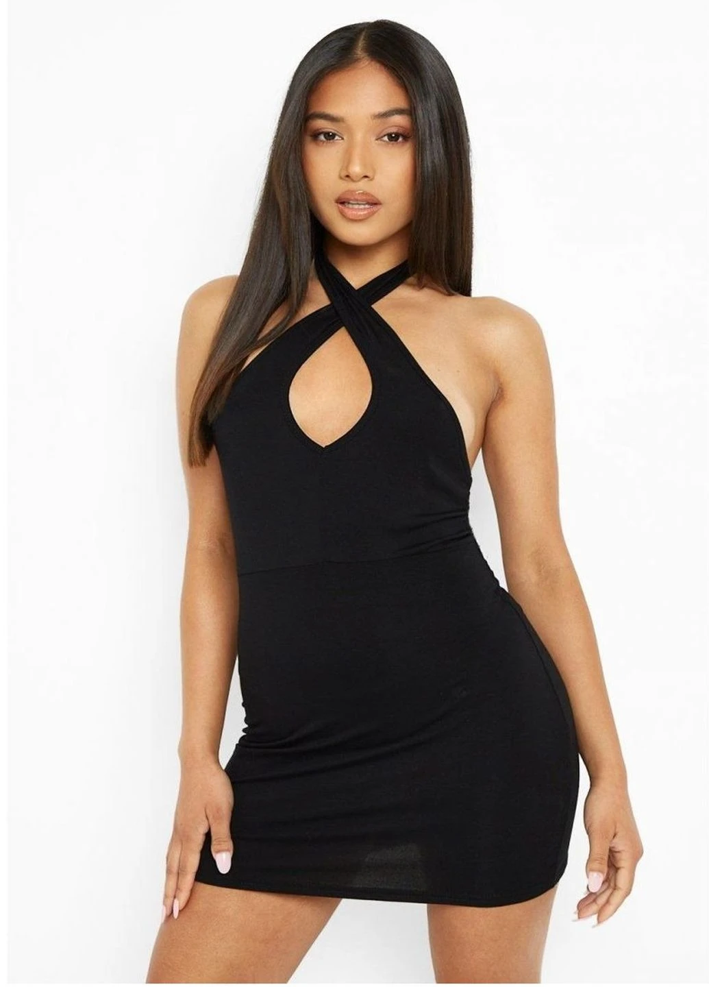 Черное кэжуал платье Boohoo однотонное