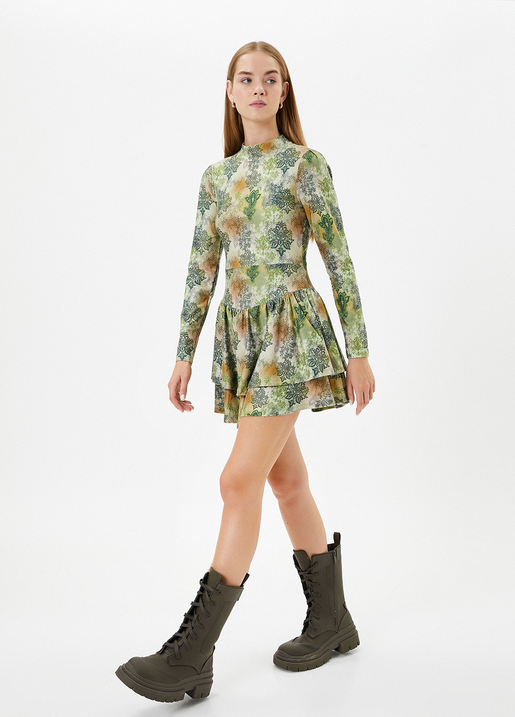 Зеленое кэжуал платье KOTON с рисунком