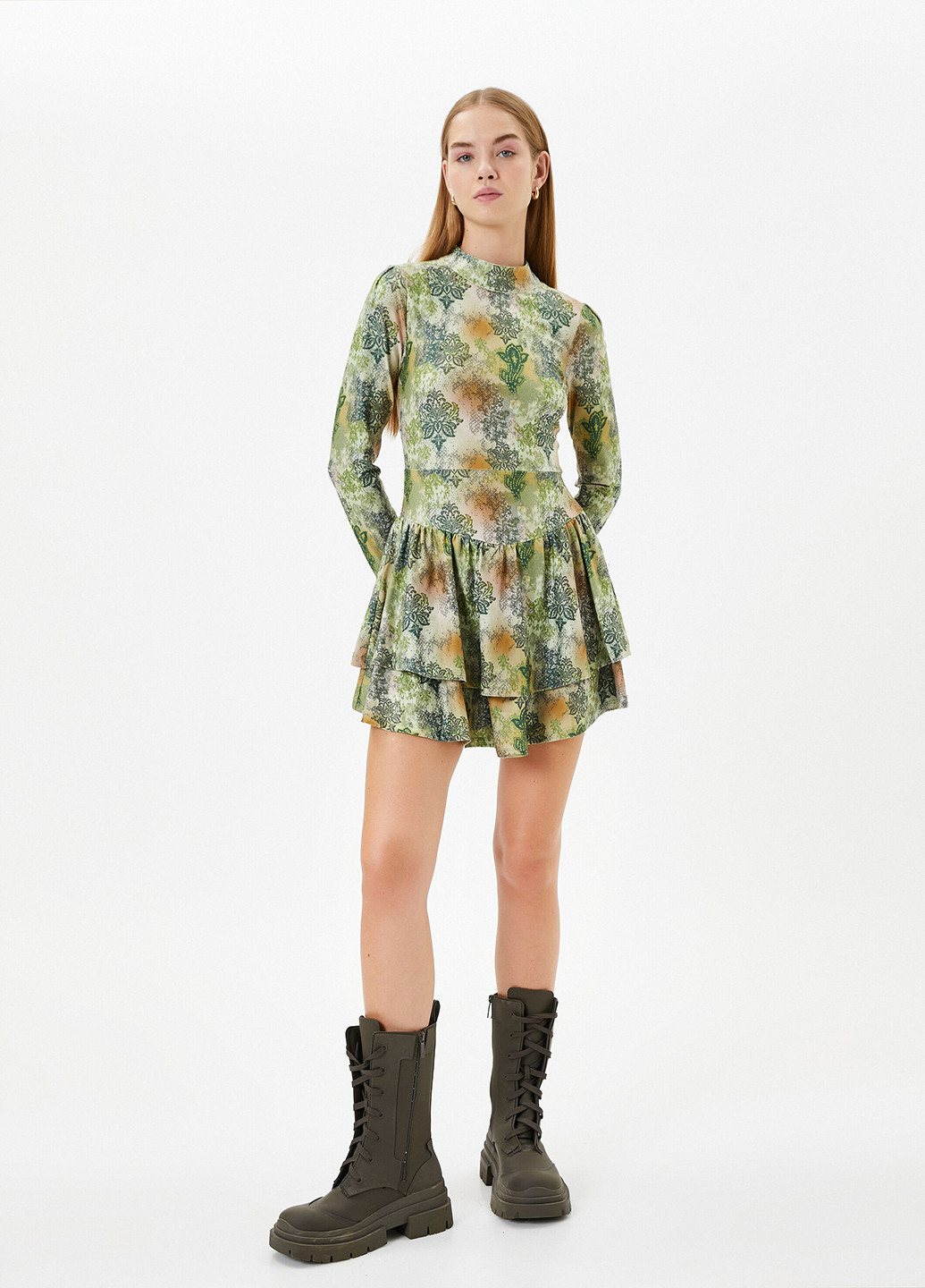 Зеленое кэжуал платье KOTON с рисунком