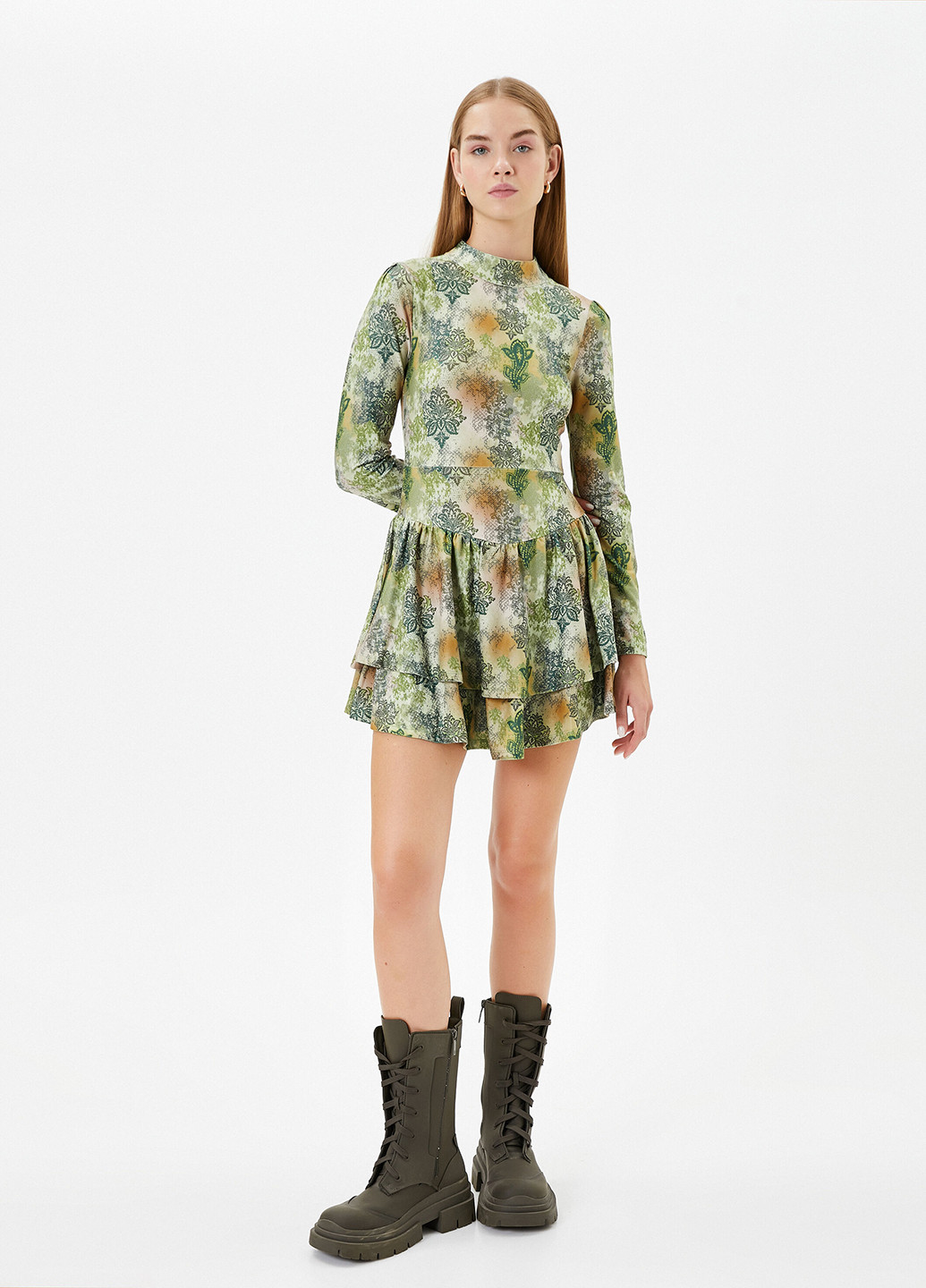 Зеленое кэжуал платье KOTON с рисунком