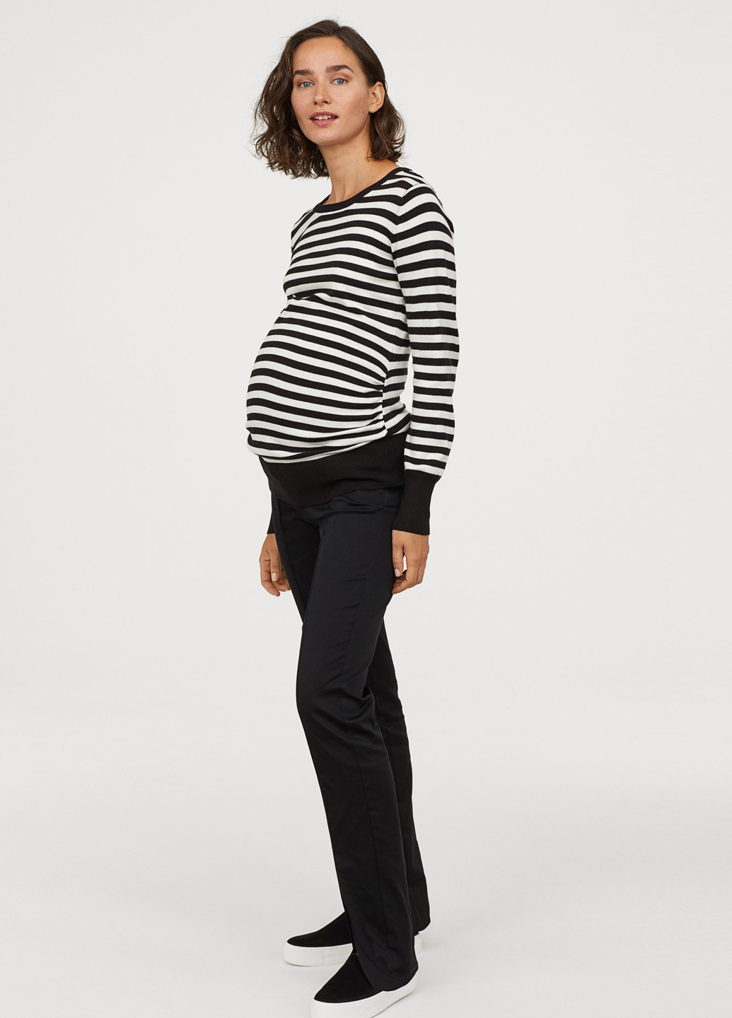 Штани для вагітних H&M завужені однотонні чорні кежуали