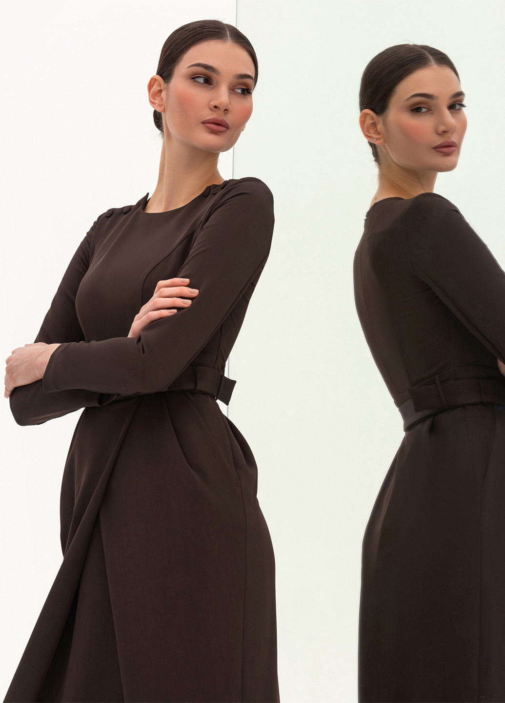 Темно-коричнева ділова сукня футляр BGL однотонна