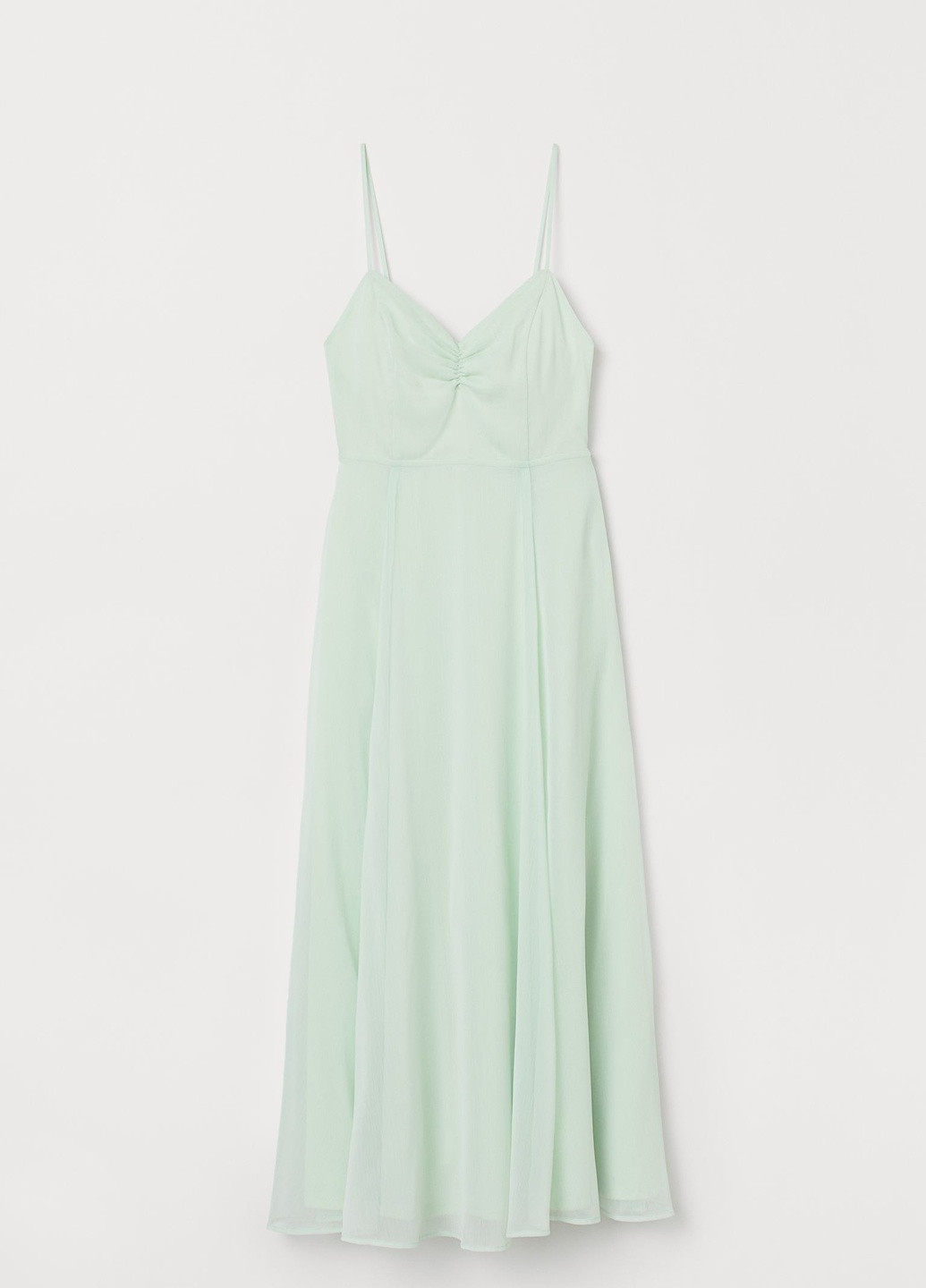 Мятное вечернее платье из жатой ткани H&M однотонное