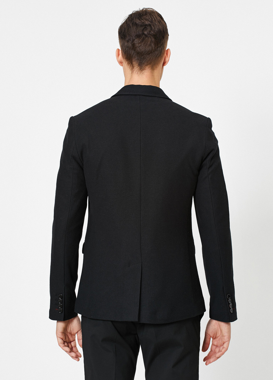 Пиджак KOTON однобортный однотонный чёрный деловой костюмная, полиэстер