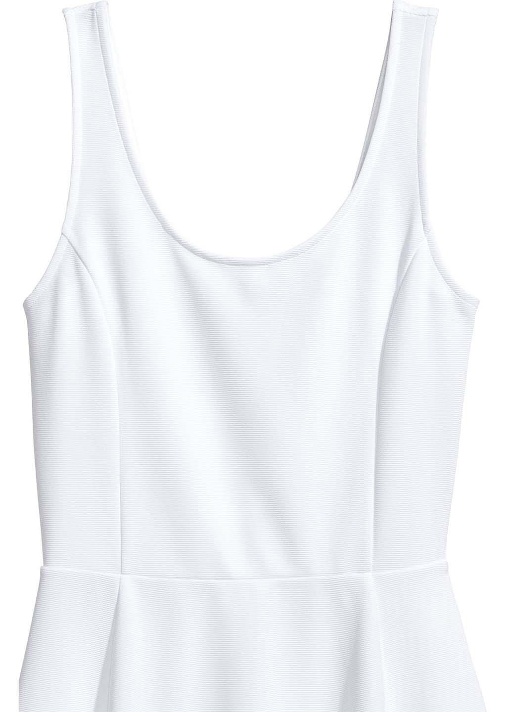 Білий кежуал сукня з спідницею-сонце H&M однотонна