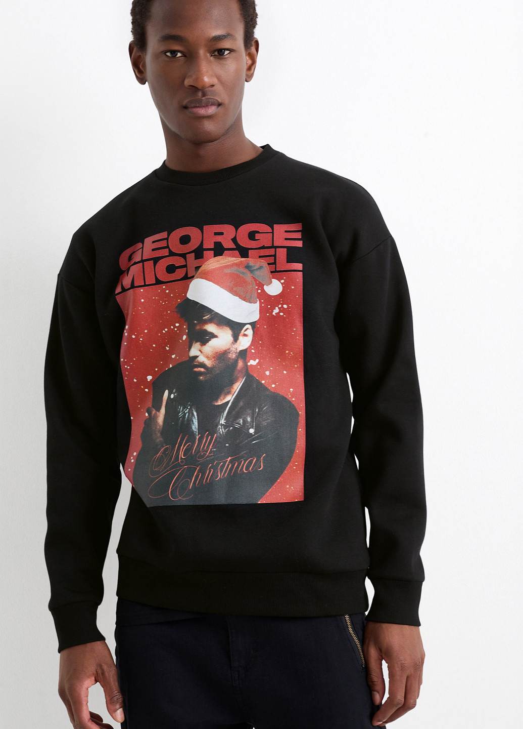 Черный свитшот C&A новогодний без декора (353087010)