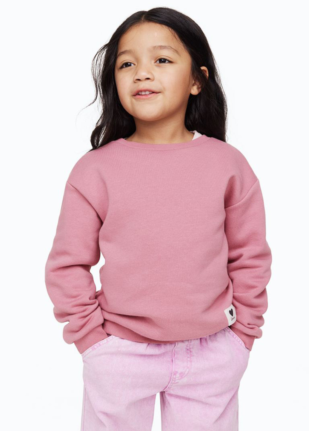 H&M свитшот однотонный розовый кэжуал хлопок