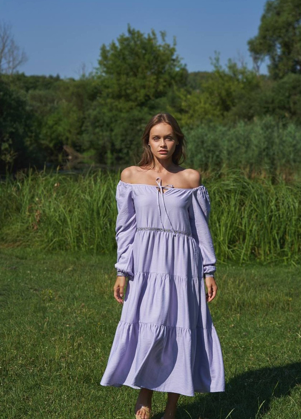 Лілова кежуал сукня кльош WKMF однотонна