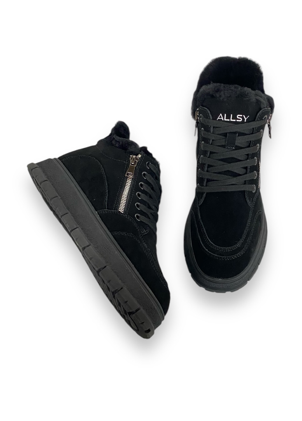 Зимние ботинки ALLSY с мехом, со шнуровкой из натуральной замши