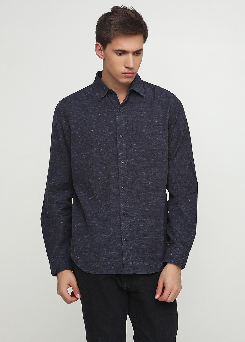 Серо-синяя кэжуал рубашка меланж Gap с длинным рукавом