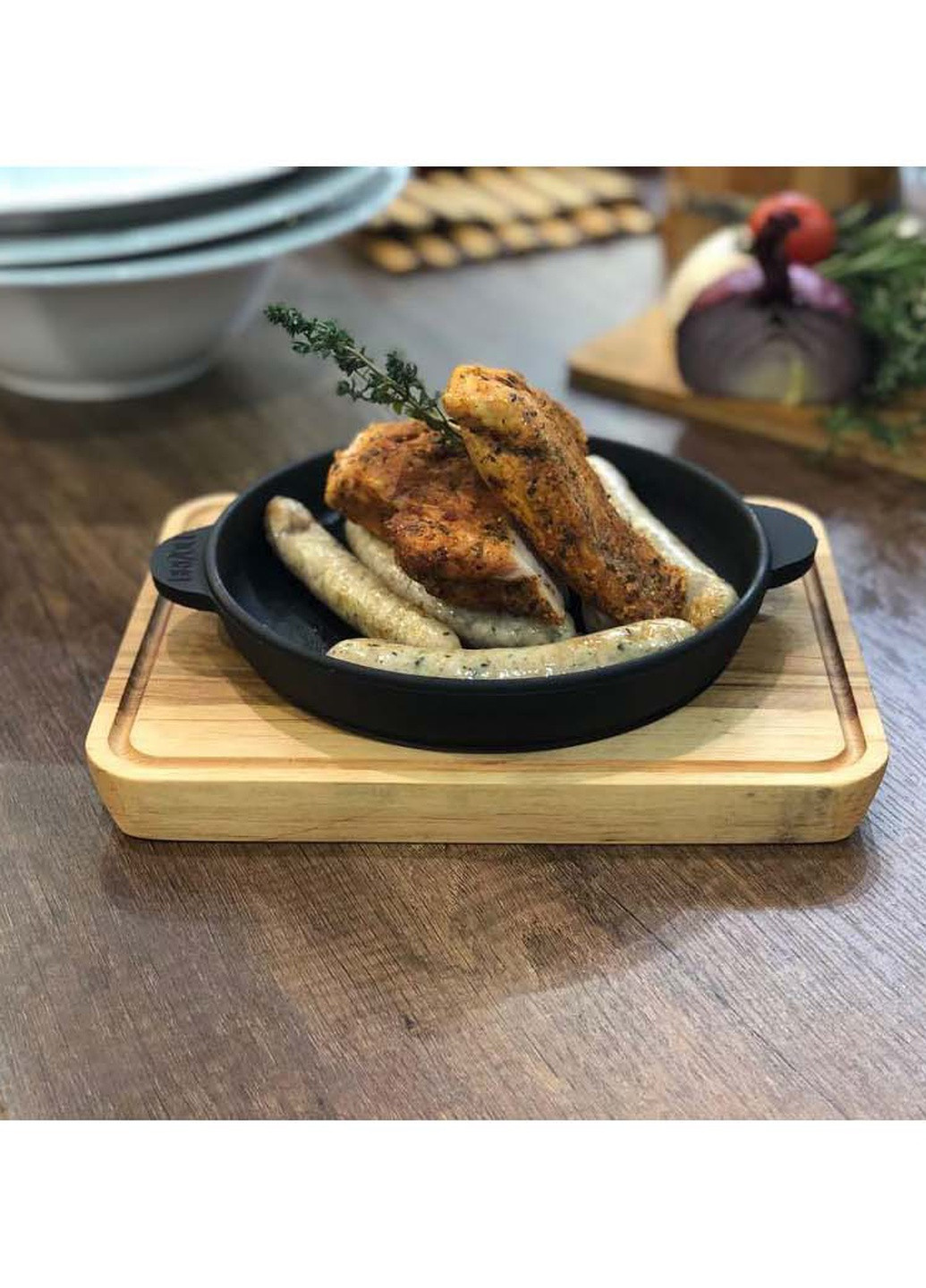 Чавунна сковорода на дошці 18 см Н-1825-Д Brizoll (233117058)