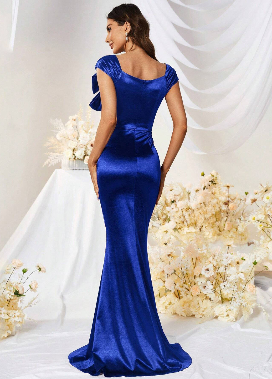 Синя вечірня, святковий сукня футляр SHEIN однотонна