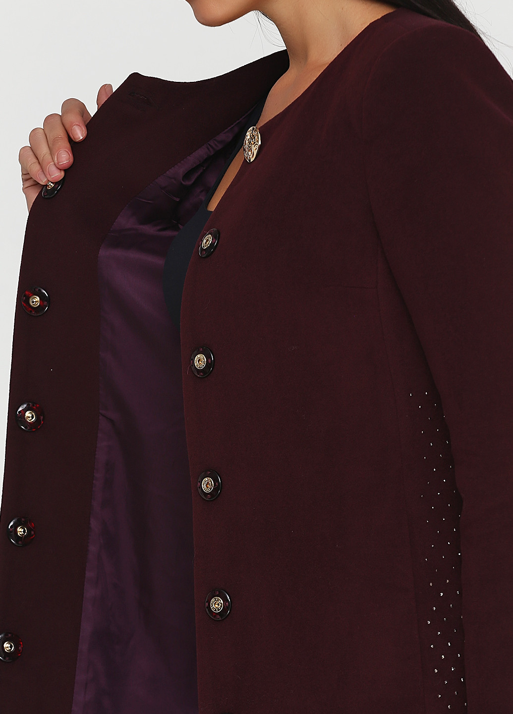 Сливове демісезонне Пальто Sassofono