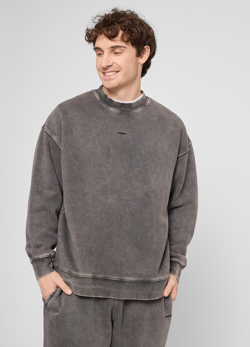 Серый свитшот PRPY варенка потертости, вышивка (366302630)