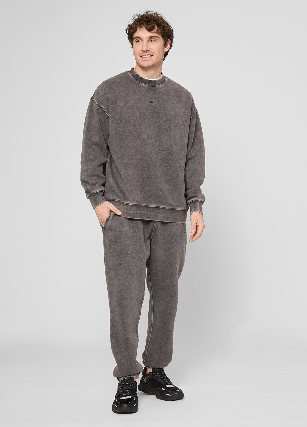 Серый свитшот PRPY варенка потертости, вышивка (366302630)