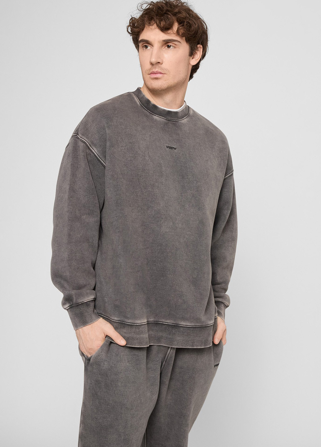 Серый свитшот PRPY варенка потертости, вышивка (366302630)