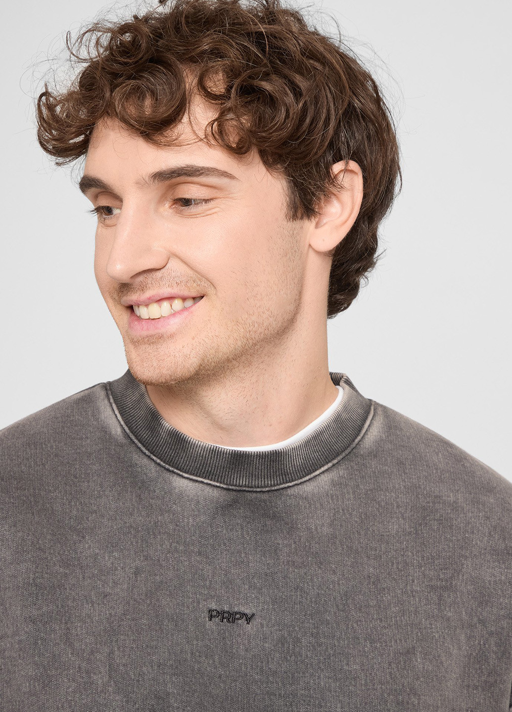 Серый свитшот PRPY варенка потертости, вышивка (366302630)