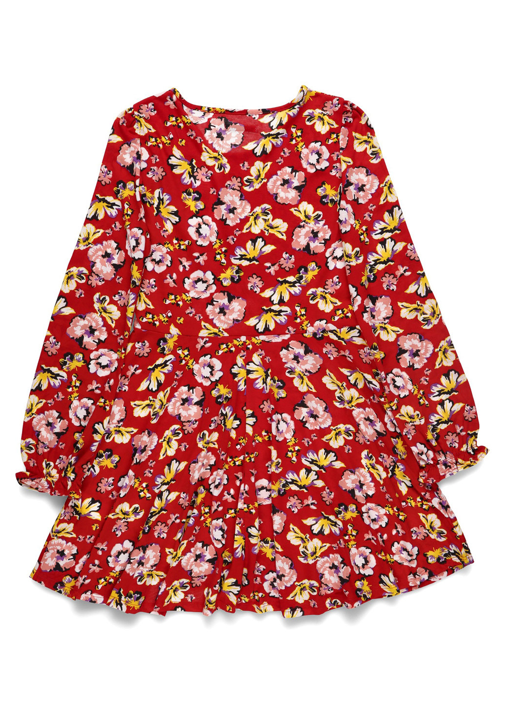 Красное кэжуал платье клеш MINT&BERRY с цветочным принтом