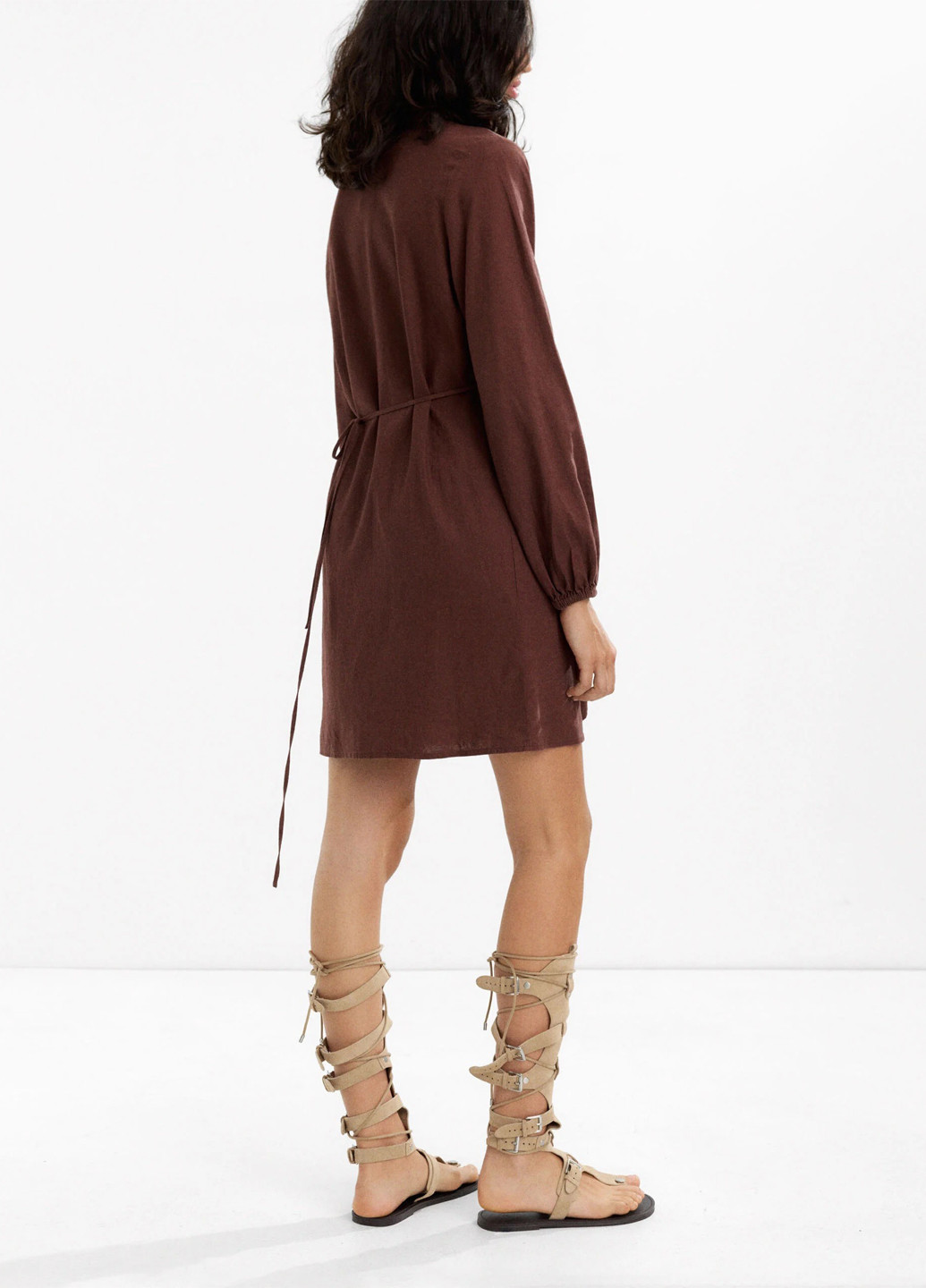 Коричневое кэжуал платье на запах Parfois однотонное