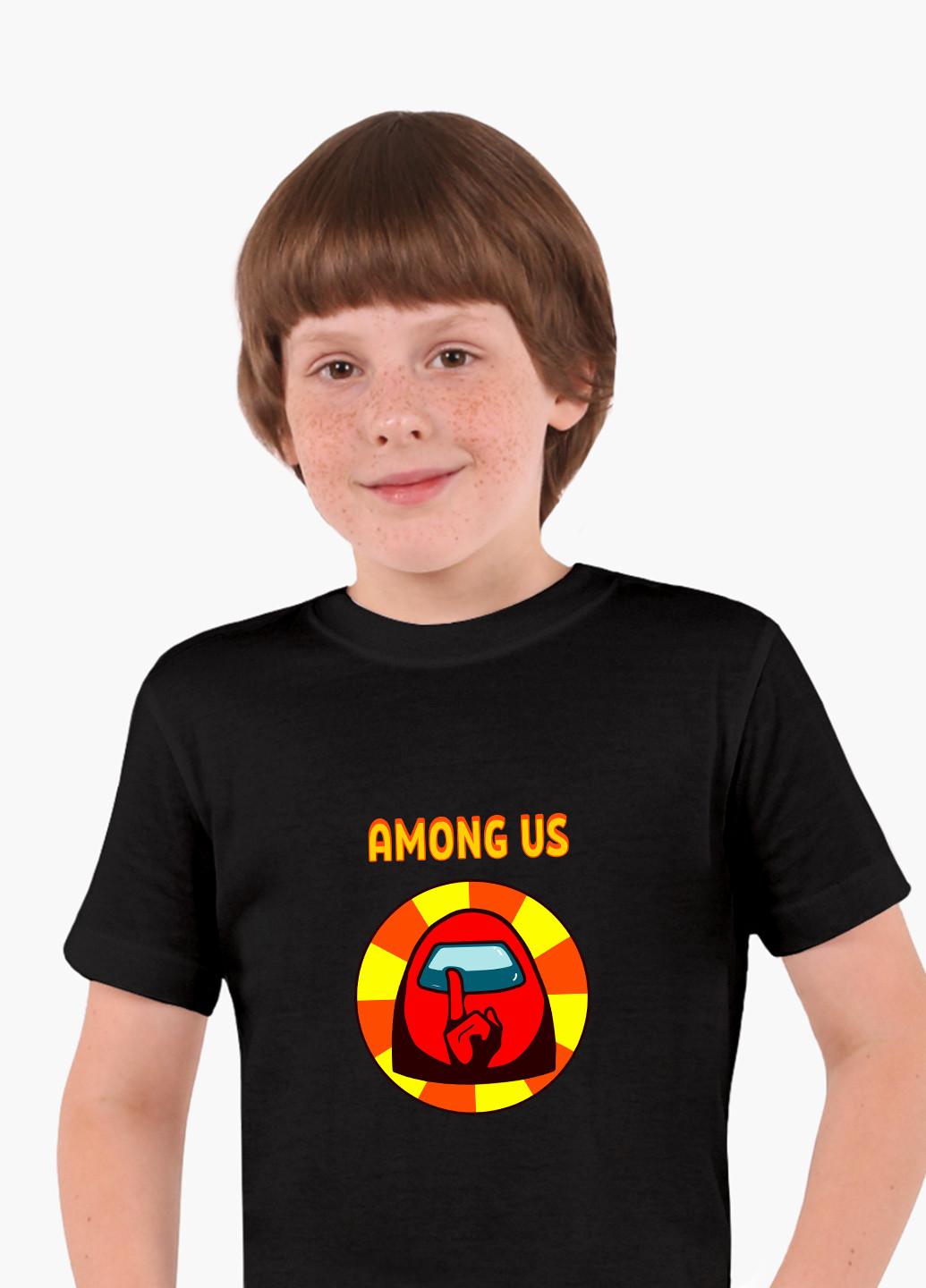 Черная демисезонная футболка детская амонг ас красный (among us red)(9224-2412) MobiPrint