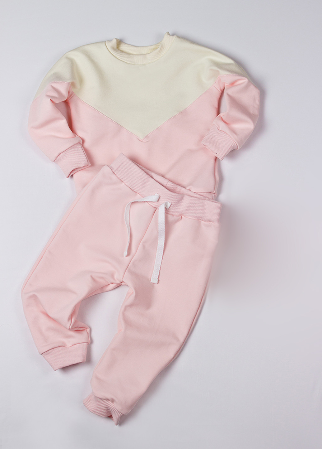 Розовый демисезонный костюм (свитшот, брюки) брючный Little Bunny