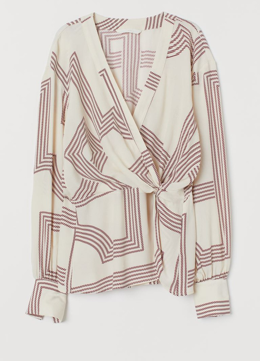 Белая демисезонная блузка с узлом H&M