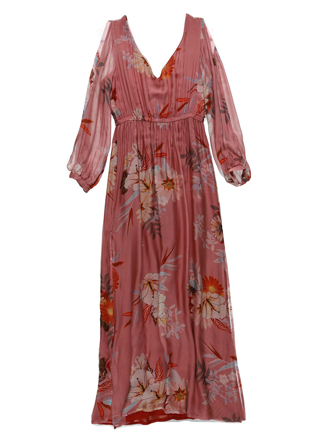 Розово-коричневое кэжуал платье клеш Nazarenogabrielli с цветочным принтом