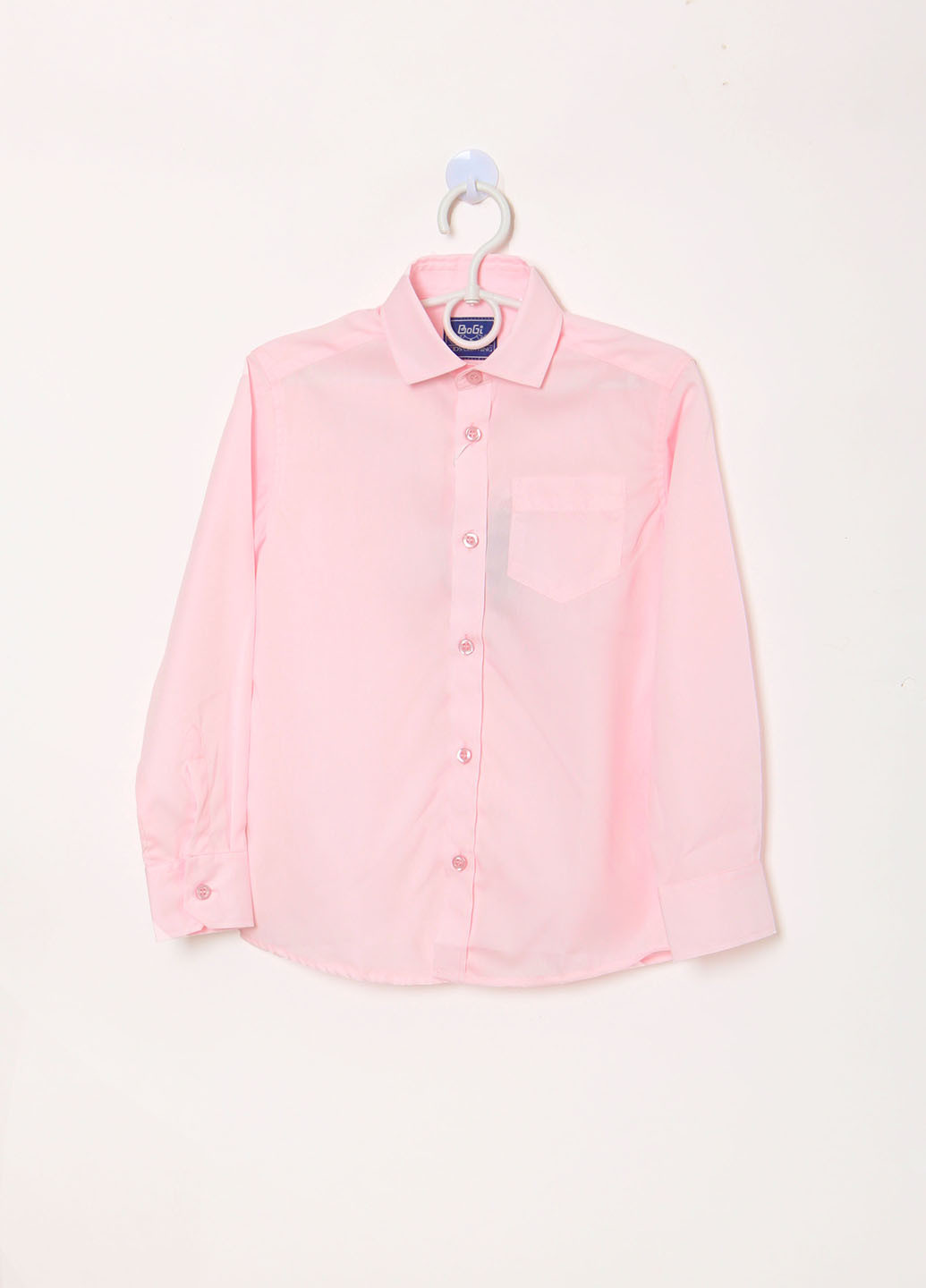 Розовая классическая рубашка однотонная Bogi с длинным рукавом
