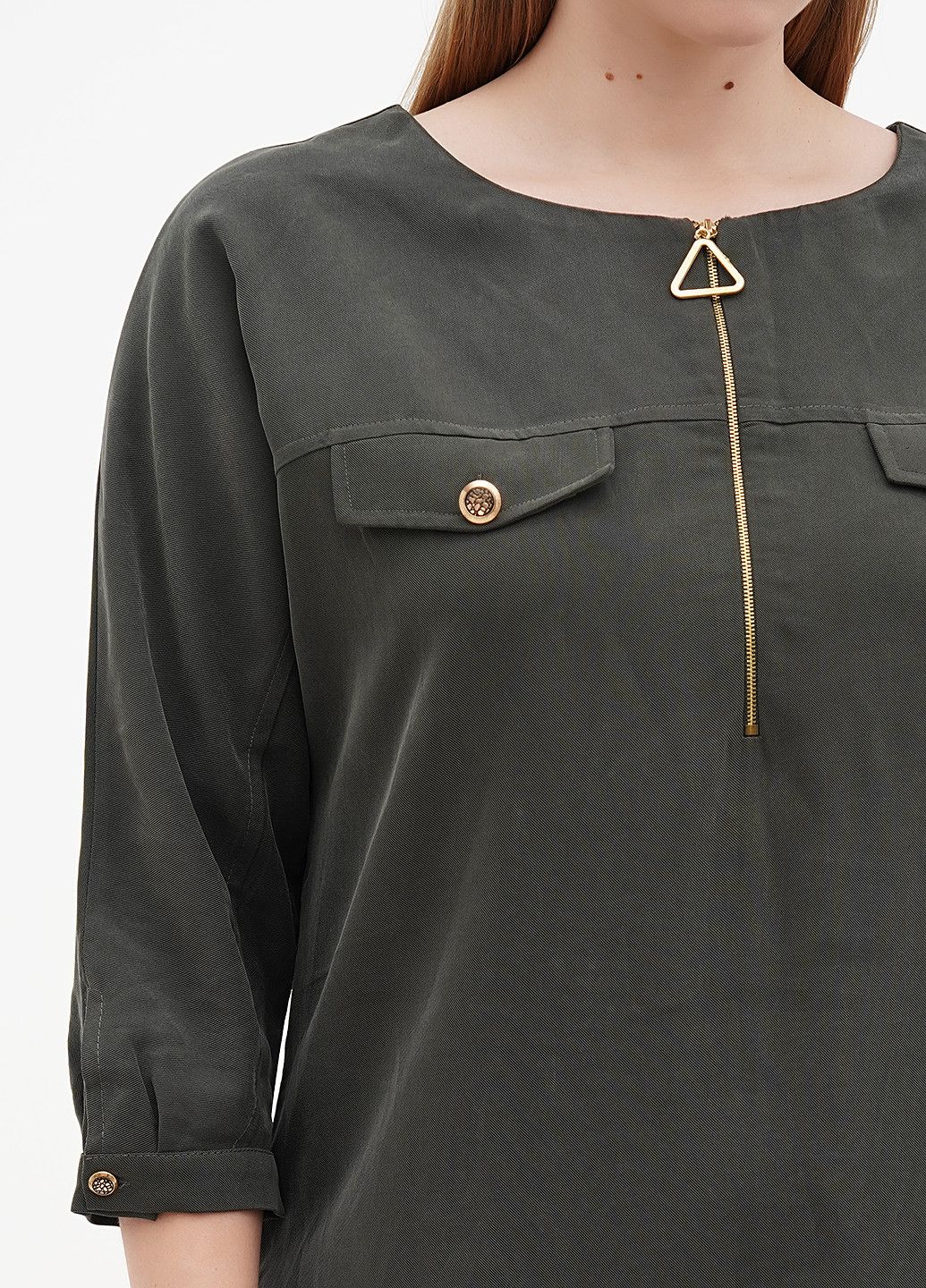 Оливковое (хаки) кэжуал платье Sassofono однотонное