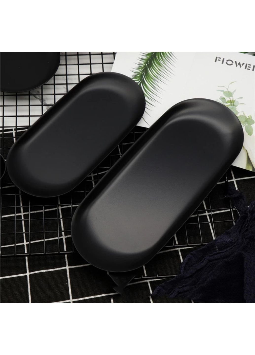 Блюдо овальне Чорний металік DL21012688 23х9.5 см Olens (253545148)