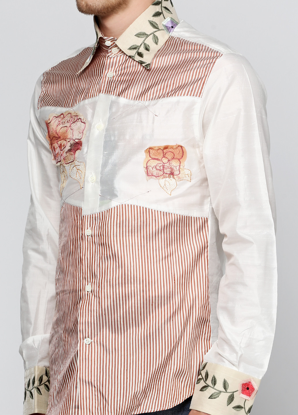 Белая кэжуал рубашка в полоску Futuro с длинным рукавом