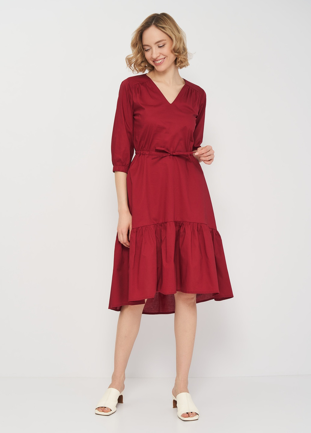 Вишневое кэжуал платье Anastasimo однотонное