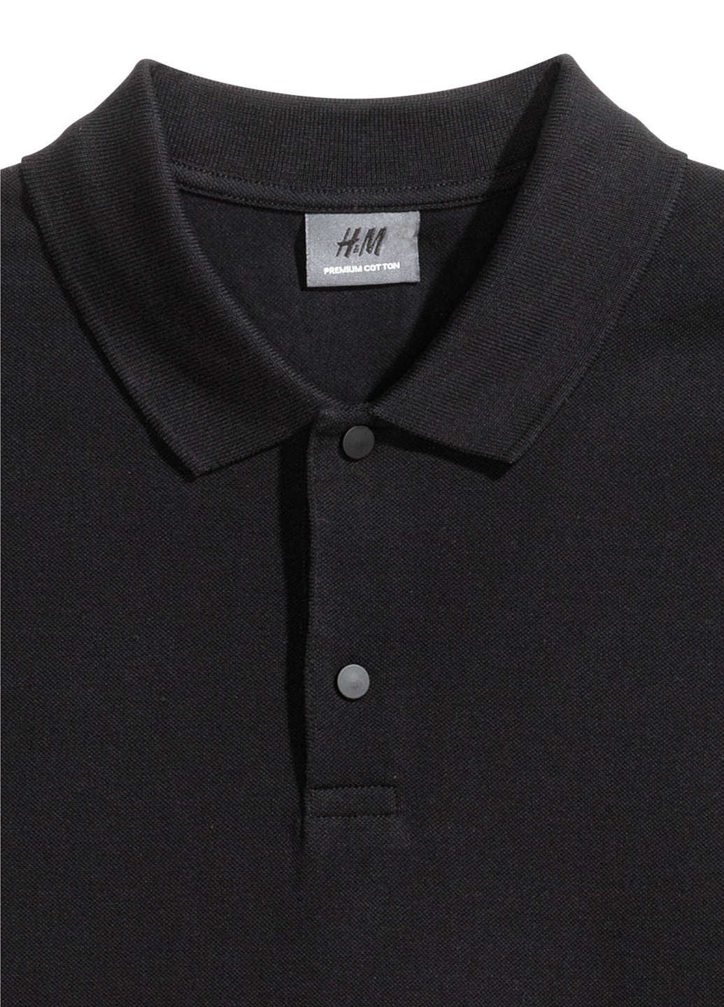 Черная футболка-поло для мужчин H&M однотонная