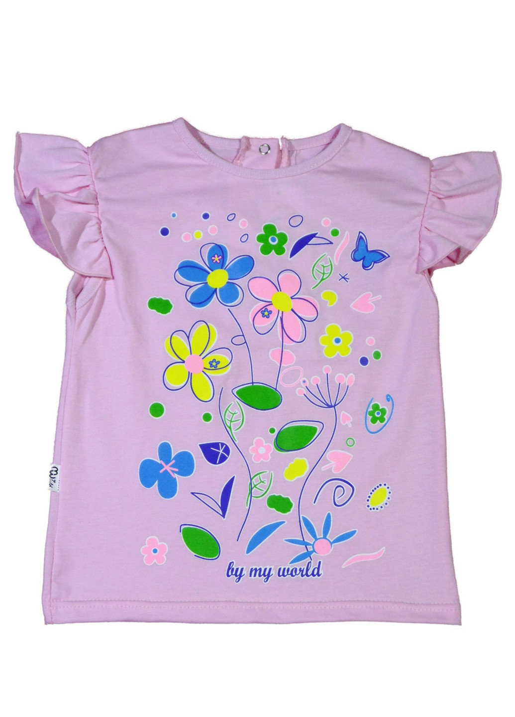Светло-розовая летняя футболка с коротким рукавом My World