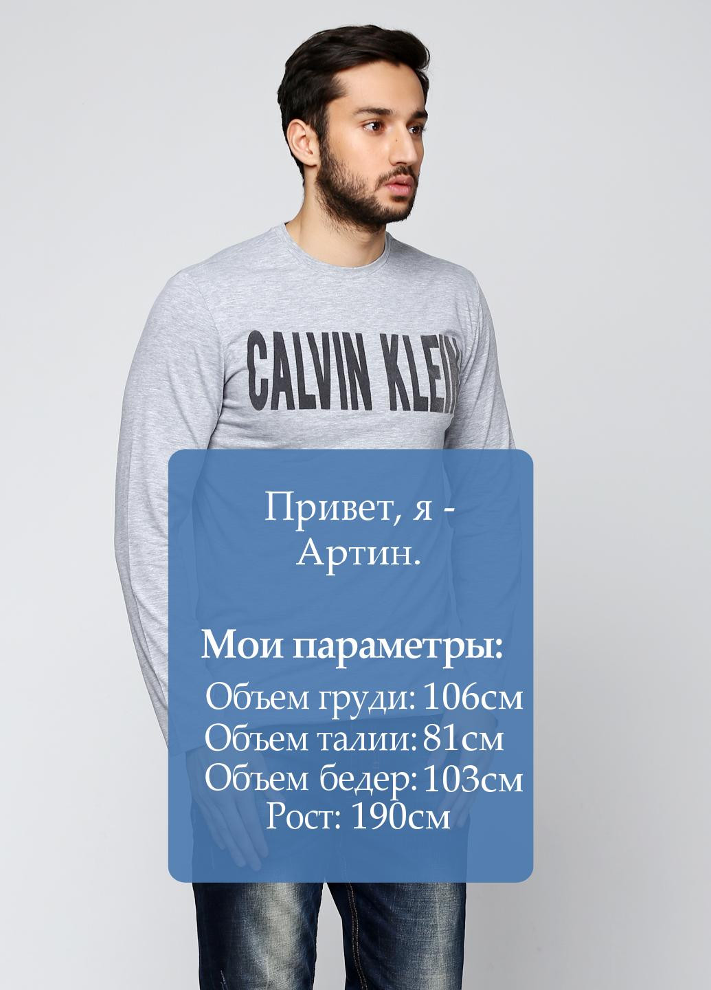 Лонгслив Calvin Klein напис сірий кежуали
