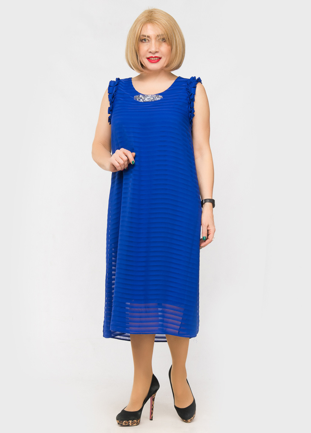 Синее кэжуал платье LibeAmore однотонное