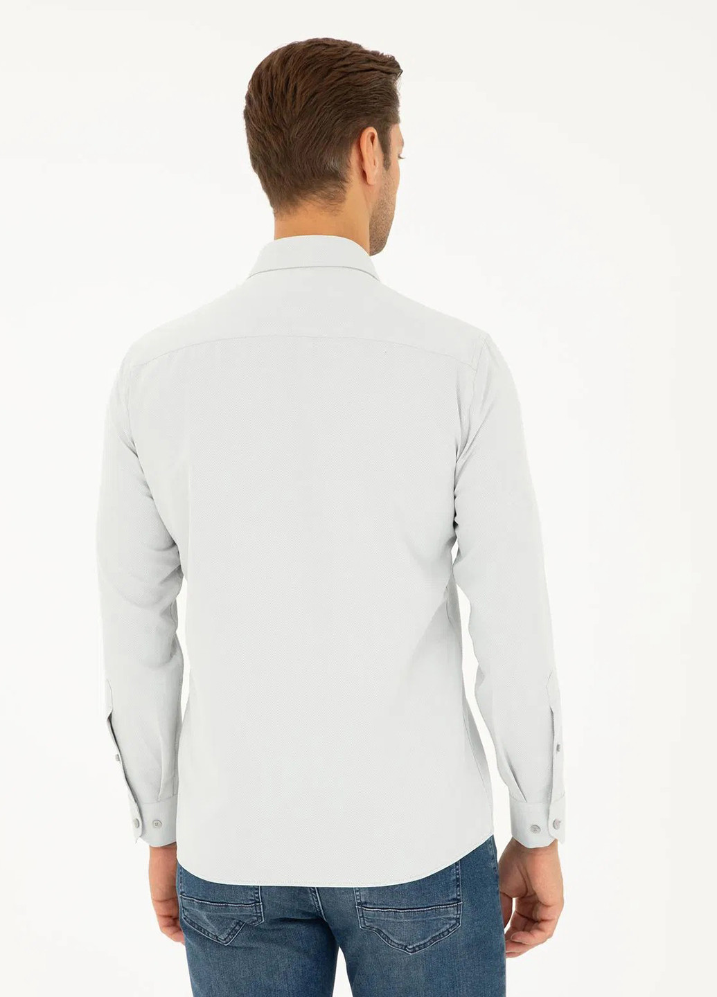 Серая кэжуал рубашка однотонная Pierre Cardin