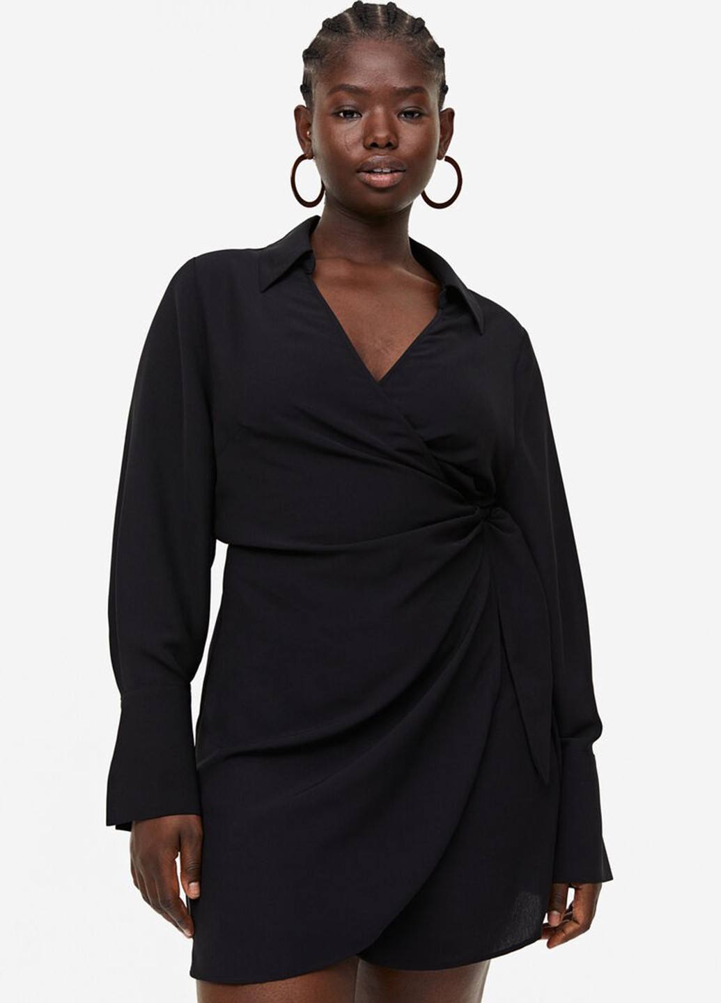 Чорна кежуал сукня на запах H&M однотонна